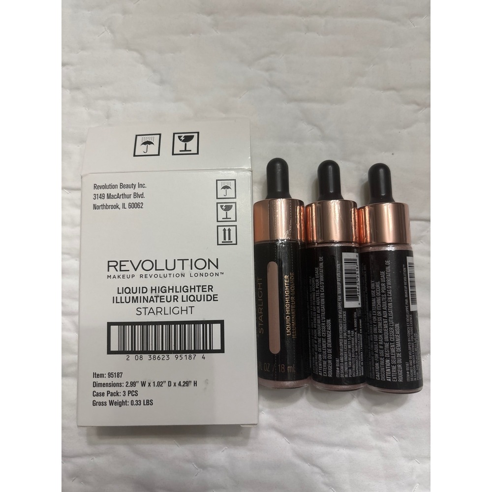 Makeup Revolution Liquid Highlighter Starlight 3-Pack New Shimmer Illuminator